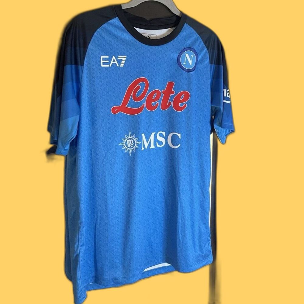 SSC Napoli 2022-23 Home Shirt Jersey EA7 Certilogo Football Soccer Size L